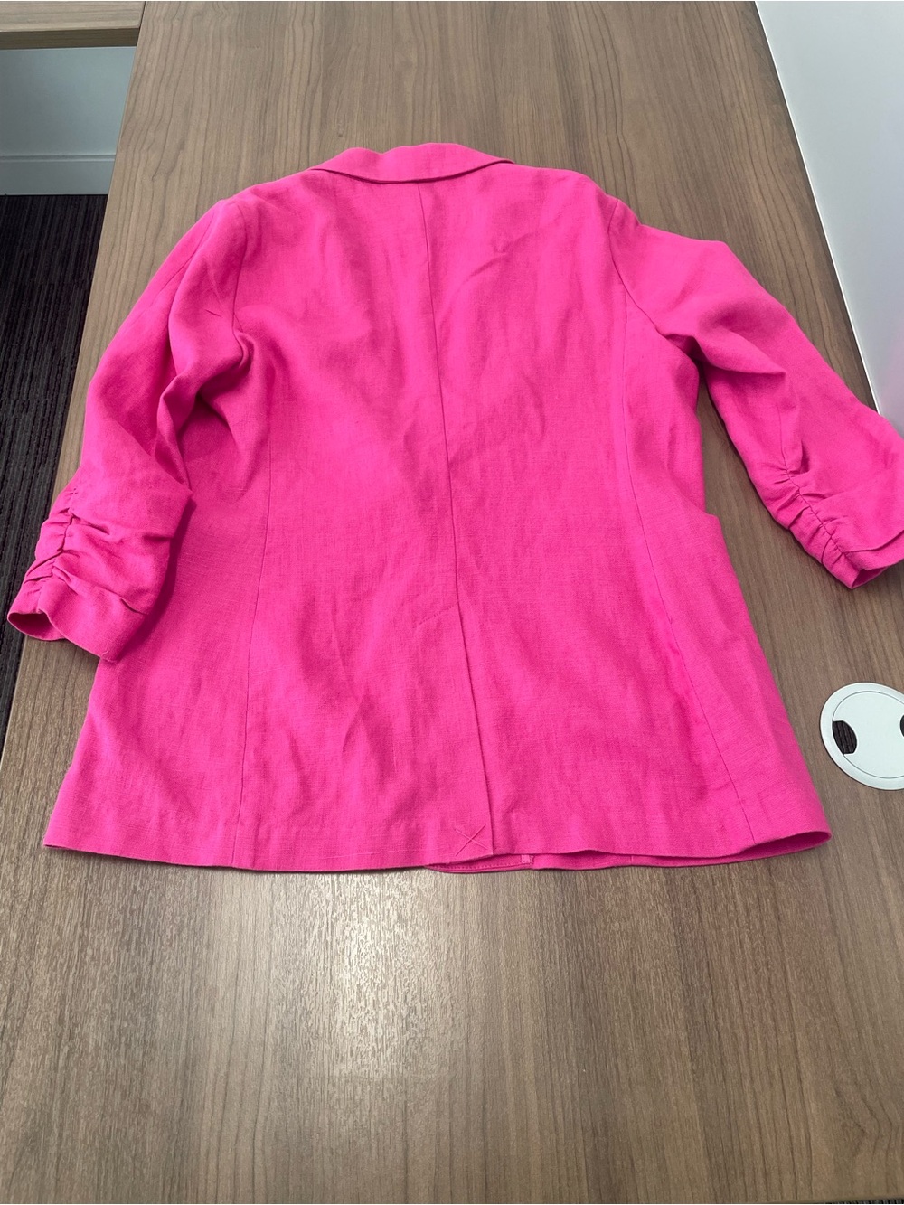 Michael Kors Women’s Fuchsia 3/4 Sleeve Linen Boyfriend Blazer Jacket size 12 - Picture 5 of 9